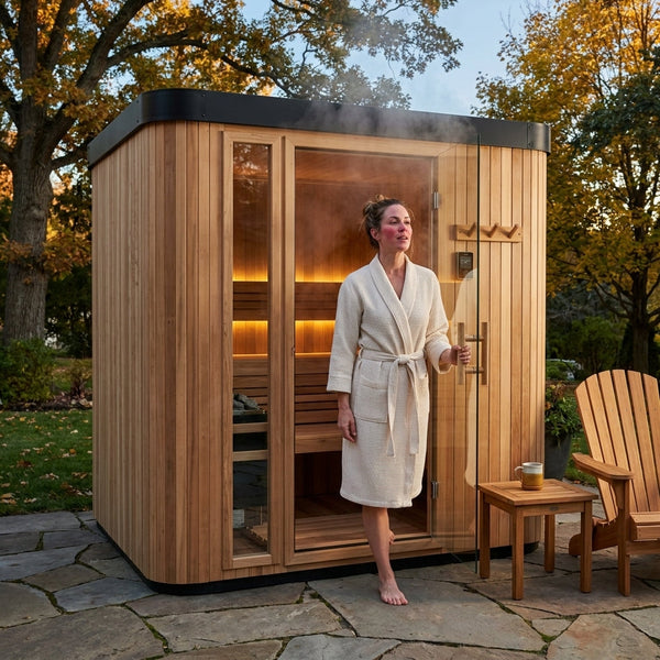 Outdoor Cedar Sauna Built for Year-Round Wellness, 6-Person Capacity, 9kW Electric Heater, WiFi Control